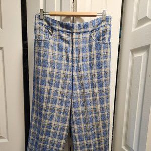 Zara Wide Leg Linen Plaid Highwaist Pants